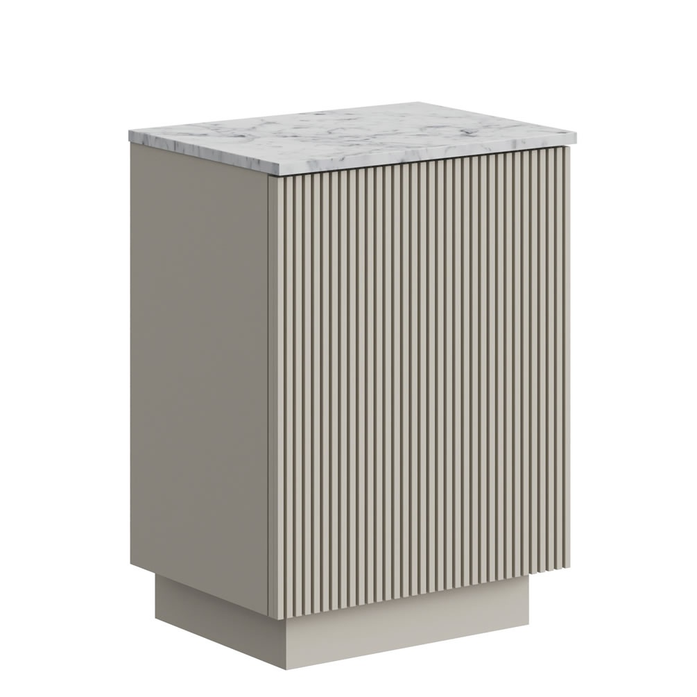 Crosswater Limit Warm Stone 600mm Floorstanding Vanity Unit & Carrara Marble Effect Worktop